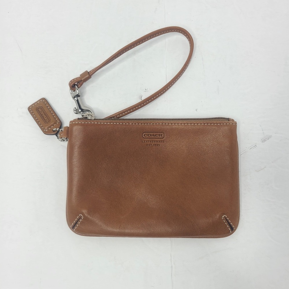 Coach Leatherware Wristlet Brown Soft Leather W/Hang Tag Bag Charm 4x6